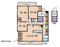 グリシーヌレジデンス 3LDKの間取図画像