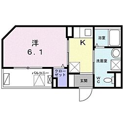 グレース大原 1Kの間取図画像