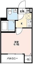 メゾン アベニール 3階1Kの間取り