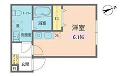 カインドネス西八王子B棟 ワンルームの間取図画像