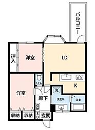 フルールメゾン田村 3DKの間取図画像