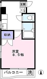 K-FLAT 2階1Kの間取り