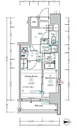 アンベリール川崎大師 1DKの間取図画像