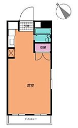 アロー新高根アパート 1階ワンルームの間取り