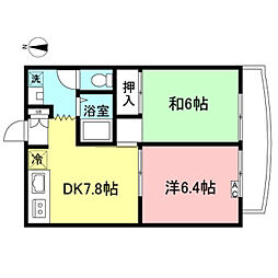 アメニティ松原 2階2DKの間取り