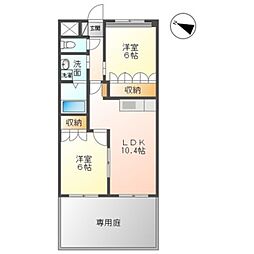 コート・ヴィラージュＢ 1階2LDKの間取り