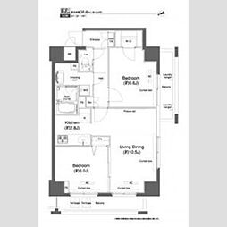 プラウドフラット鶴見I 6階2LDKの間取り
