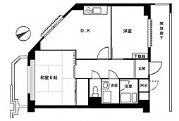 関東小滝橋第3マンション 10階2DKの間取り