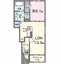 グリーン・テラス 1LDKの間取図画像