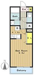 相模ブリッサ 1Kの間取図画像