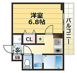 スワンズ神戸三宮イースト 1Kの間取図画像