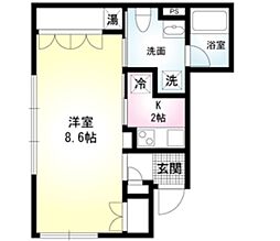 EL COURT WADA 2階1Kの間取り