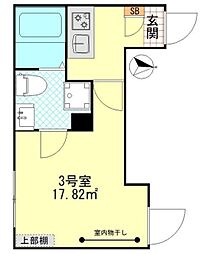 パーチェ堀切 2階1Kの間取り