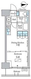 パークアクシス新宿百人町 1DKの間取図画像
