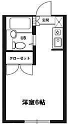 ウエストハイム ワンルームの間取図画像