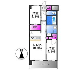 スプランディッド城東関目 8階2LDKの間取り