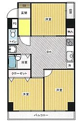 サンライズ目黒 3DKの間取図画像