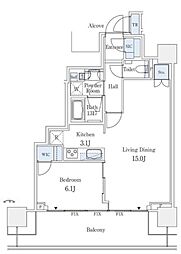 THE COURT神宮外苑 6階1LDKの間取り