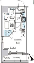 パークアクシス日本橋茅場町ステーションゲート ワンルームの間取図画像
