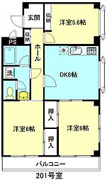 メゾンパークサイド 3DKの間取図画像