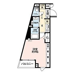 プレール・ドゥーク練馬II 4階1Kの間取り