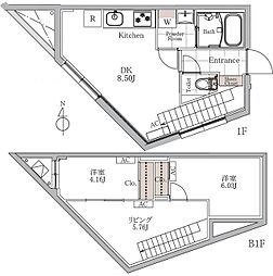 ブランコート下北沢 2LDKの間取図画像