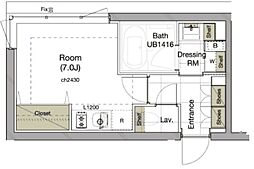 Coeur blanc高輪 5階ワンルームの間取り