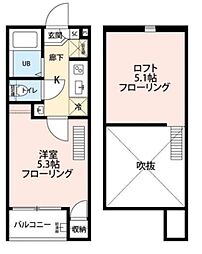 グランクオール潮見 3階1Kの間取り