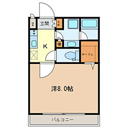 エイトガーデン 1階ワンルームの間取り