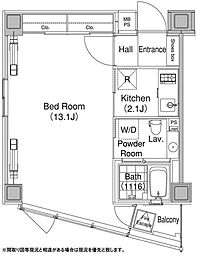 エルスタンザ代官山 4階1Kの間取り