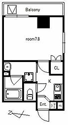 ビューテラス城山 5階1Kの間取り