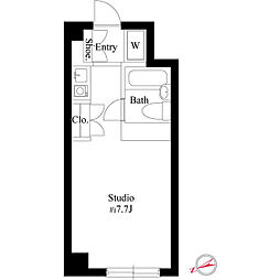 スクエア新井薬師前 ワンルームの間取図画像