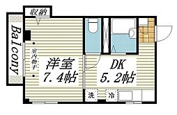 アンクレージュ 3階1DKの間取り