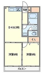 グリーンビル東中山 2DKの間取図画像