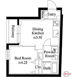 ジュネス北千住S 1DKの間取図画像