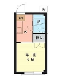 コーポヴェルデ 1階ワンルームの間取り
