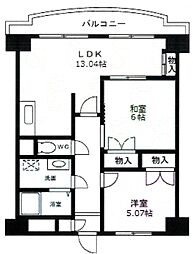 アルトピアーノ 5階2LDKの間取り