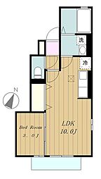 ソフィア相南 1階1LDKの間取り
