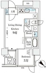 コスモグラシア大塚 1LDKの間取図画像