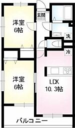 ライネスハイム・ノイ 2階2LDKの間取り