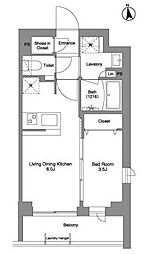 コンフォリア戸越公園 2階1LDKの間取り