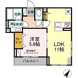 町田市中町3丁目アパート 1LDKの間取図画像