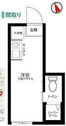 LaLa柴又 ワンルームの間取図画像