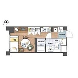 ジニア不動前 2階ワンルームの間取り