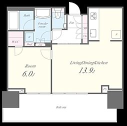 プラウドタワー小岩ファースト 7階1LDKの間取り