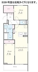 ＬＵＣＩＥ ＴＳII 2階2LDKの間取り