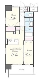 ルーツ新宿若松町 3階2LDKの間取り