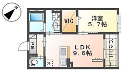 所沢市緑町4丁目アパート 1LDKの間取図画像