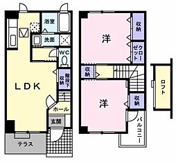 ソレイユMIII 1階2LDKの間取り
