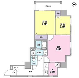 アイビス 7階2LDKの間取り